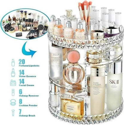 Makeup Organizer Adjustable 360 Rotation Box Case