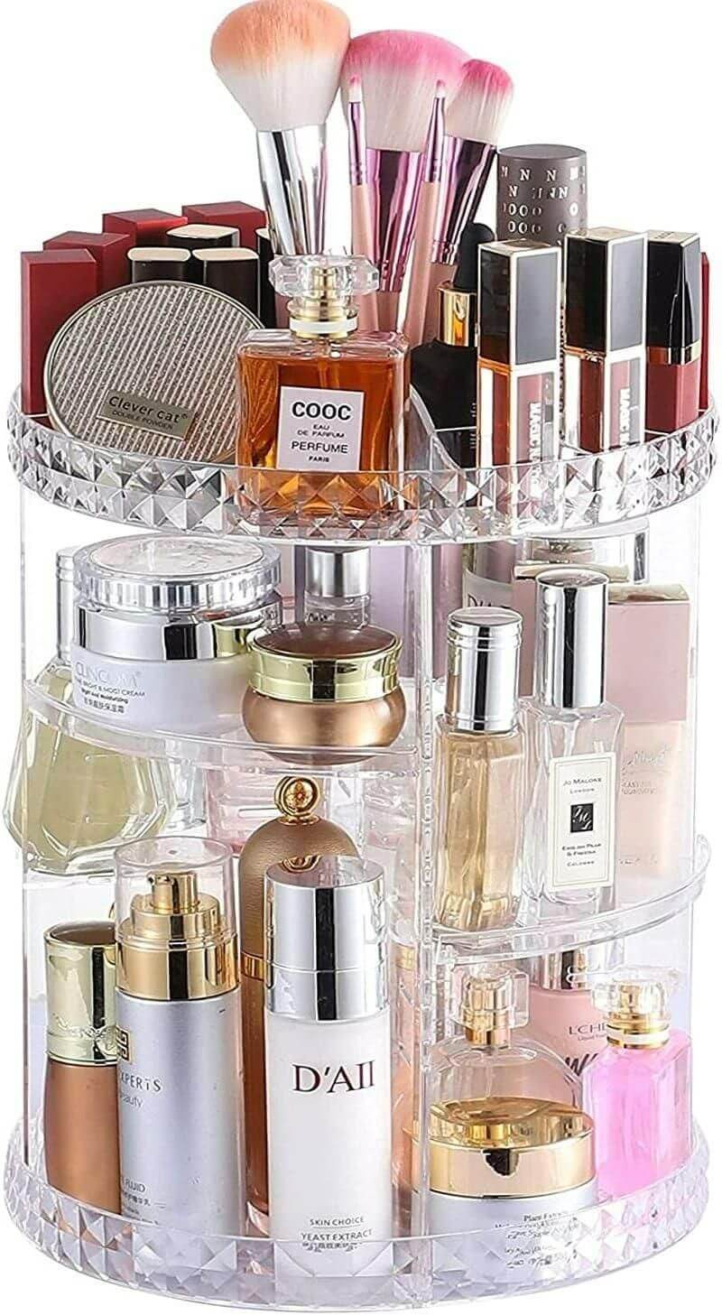 Makeup Organizer Adjustable 360 Rotation Box Case